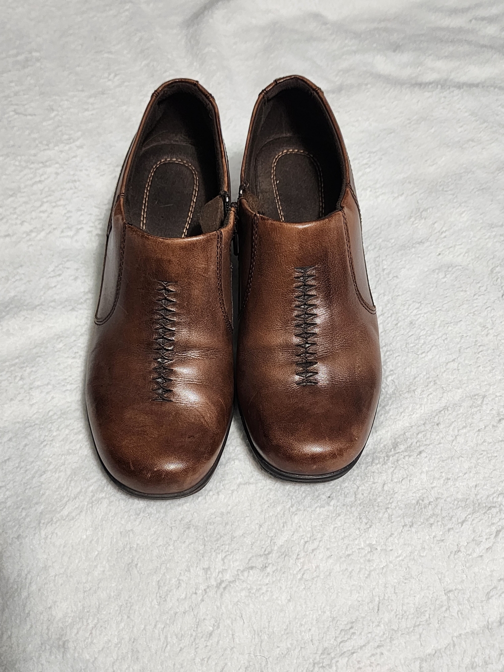 Clarks Women's Brown Leather Shoes With Heel